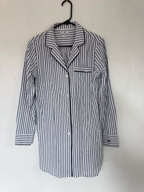 Petite Plume French Ticking Nightshirt White Navy size XS